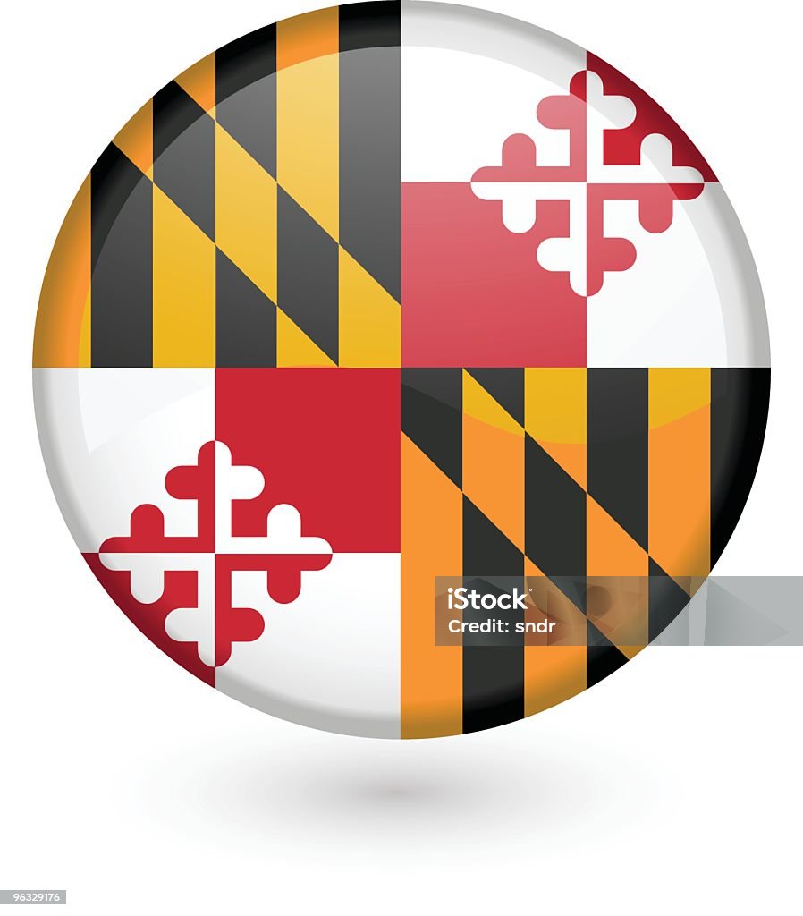 Maryland Flaga przycisk - Grafika wektorowa royalty-free (Bez ludzi)