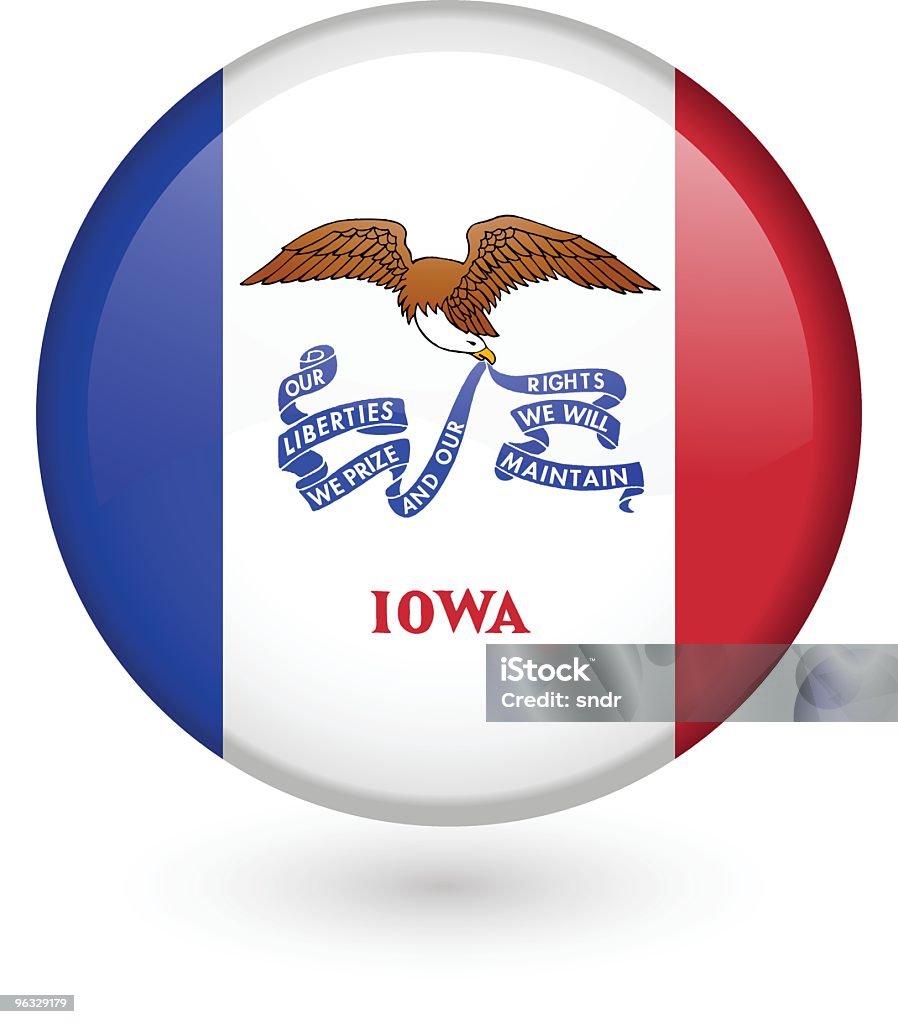Bouton Drapeau de l'Iowa - clipart vectoriel de Badge libre de droits