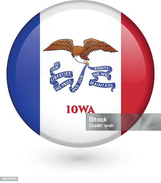 Iowa Bandiera Pulsante - Immagini vettoriali stock e altre immagini di Badge - Badge, Bandiera, Bavero