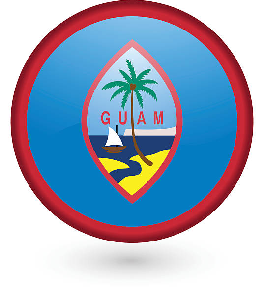 ilustraciones, imágenes clip art, dibujos animados e iconos de stock de bandera de guam, botón - guam