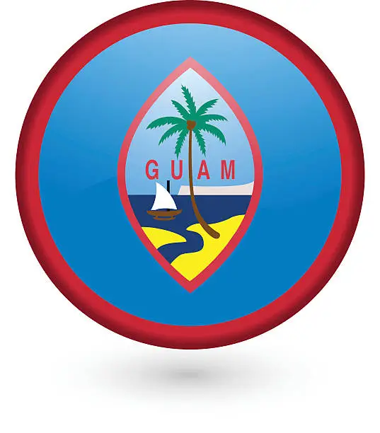 Vector illustration of Guam flag button