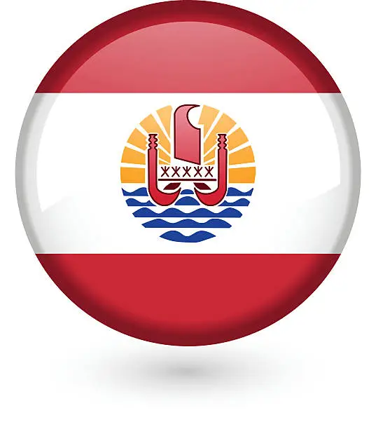 Vector illustration of French Polynesia flag button