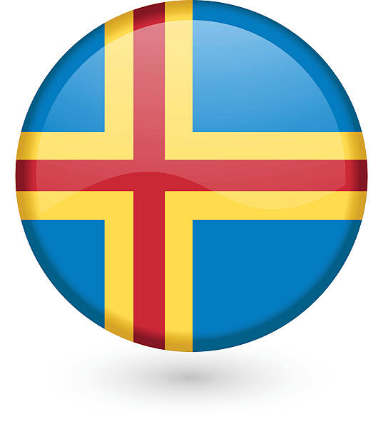 Åland flag button vector art illustration