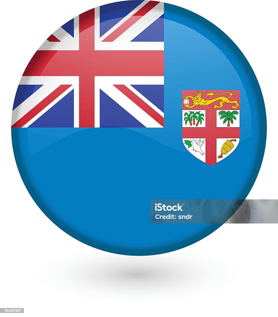 Pulsante di Bandiera delle Figi - arte vettoriale royalty-free di Badge