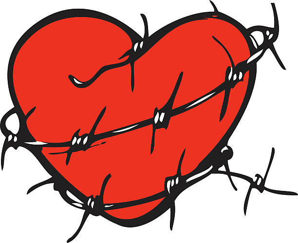 Heart and Barbed Wire vector art illustration