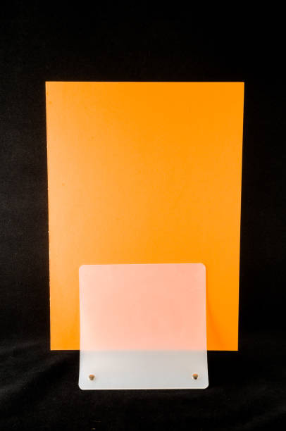 istock Blank flyer mockup paper holder isolated 963295480