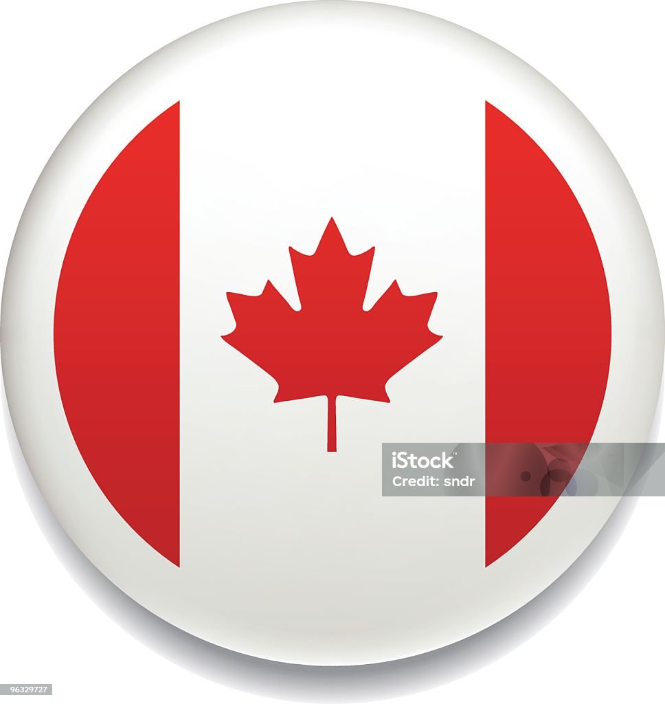Kanadyjska Flaga Wektor przycisk - Grafika wektorowa royalty-free (Bez ludzi)