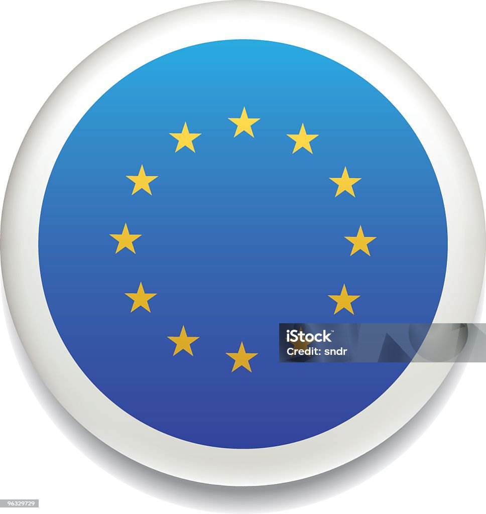 Botão de bandeira da União Europeia, vetor - Vetor de Azul royalty-free