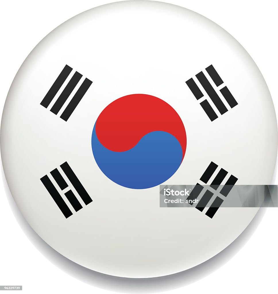 Bouton Drapeau de la Corée du Sud - clipart vectoriel de Badge libre de droits