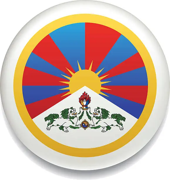 Vector illustration of Tibet flag vector button