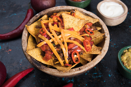 Nachos Mexican Meal With Tortilla Chips Stock Photo - Download Image ...
