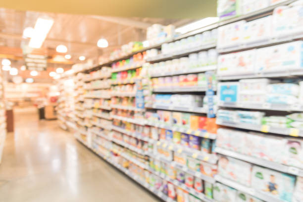 istock Abstract blurred probiotics and multi vitamins at grocery store in USA 963297996