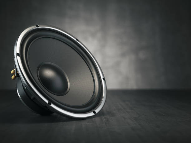 istock Loudspeaker.  Multimedia acoustic sound speaker on black background. 963298234