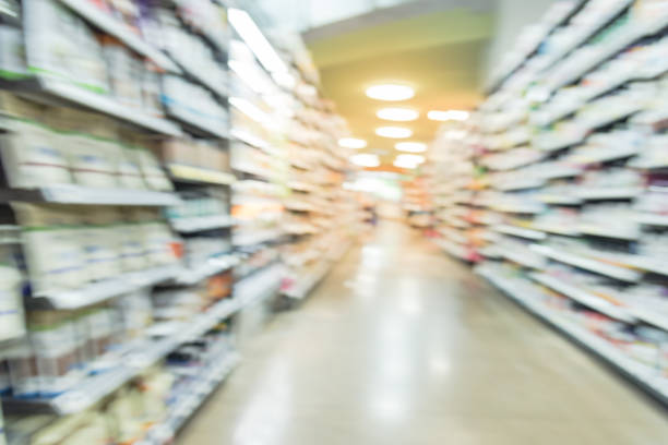 istock Abstract blurred probiotics and multi vitamins at grocery store in USA 963298270