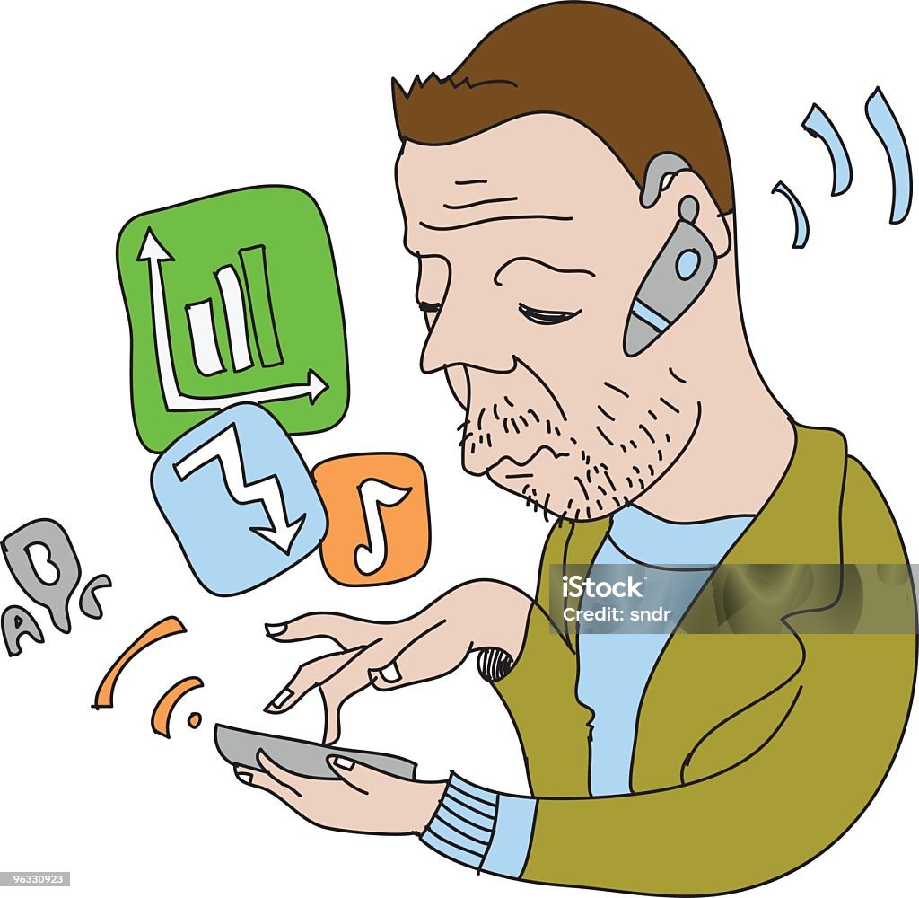 Geek guy et son numéro de téléphone - clipart vectoriel de Adulte libre de droits