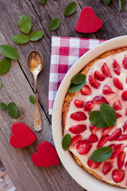 istock delicious strawberry pie with mint on the table for breakfast 963312938
