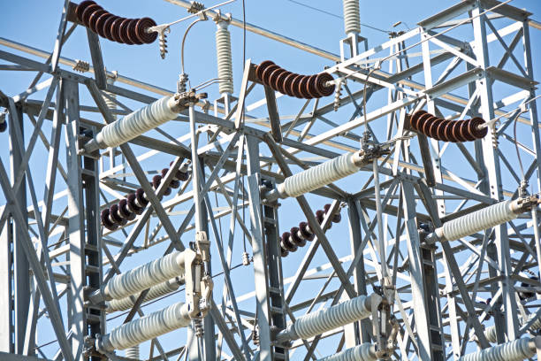 istock Components of a large electrical transmission substation 963316676