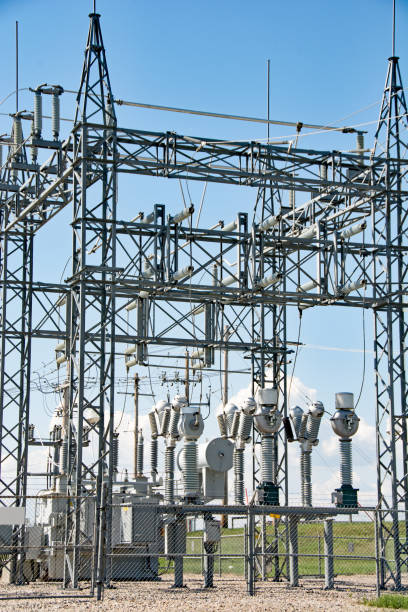 istock Components of a large electrical transmission substation 963317092