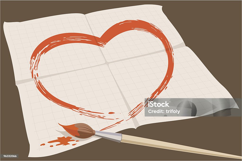 Liebe symbol -Aufdruck auf dem Blatt Papier mit Karomuster - Lizenzfrei Berühren Vektorgrafik