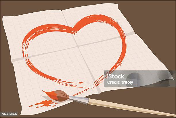 Liebe Symbol Aufdruck Auf Dem Blatt Papier Mit Karomuster Stock Vektor Art und mehr Bilder von Berühren
