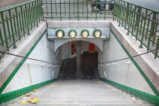 The entrance of a subway station in Paris