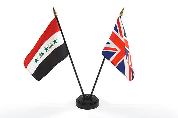 Iraq and UK flags isolated stock photo