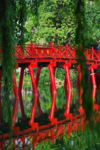 Huc Bridge in Hanoi's Hoan Kiem Lake