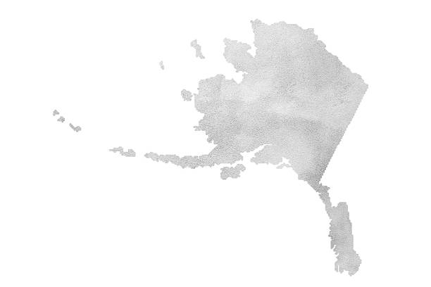 Map of Alaska isolated on white. White wall texture.