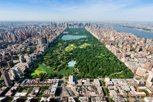 2383 Aerial shot of Central Park, Manhattan, New York. central park manhattan stock pictures, royalty-free photos & images