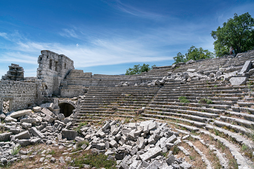 Antalya,Turkey -May 16, 2018:Ancient Termossos ruins.The tourists are visiting ancient Termessos in Antalya city.