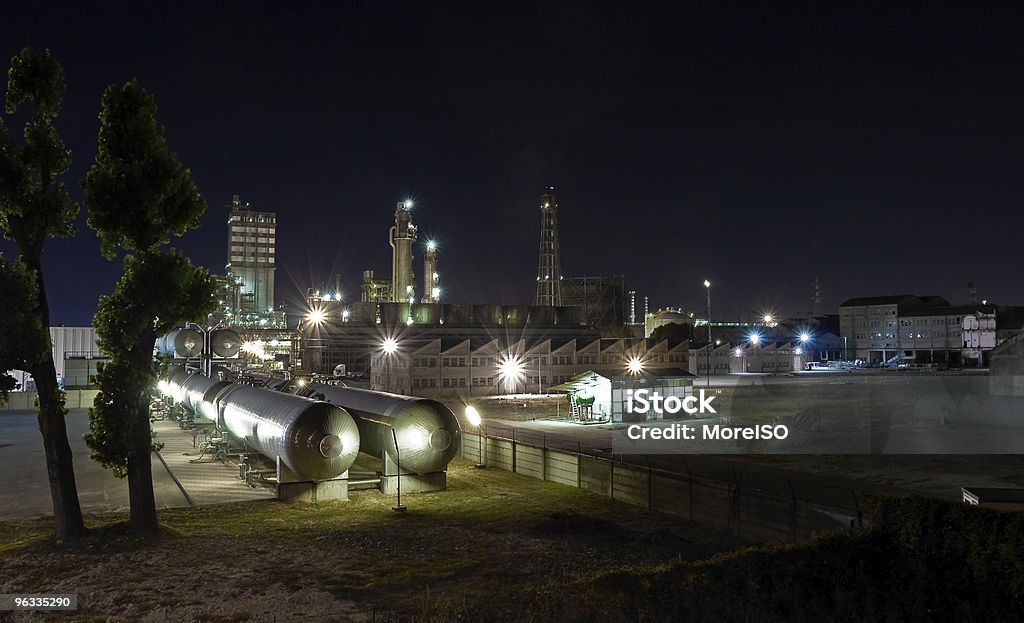 Industrial building by night Hydrogen Stock Photo