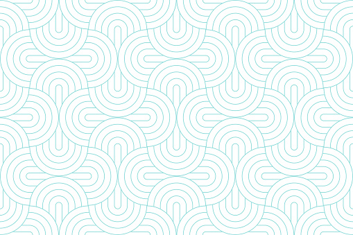 Backgrounds pattern seamless geometric white circle abstract and green aqua line vector design. Pastel color background.