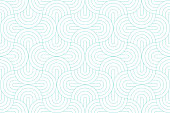 istock Backgrounds pattern seamless geometric white circle abstract and green aqua line vector design. Pastel color background. 963365550
