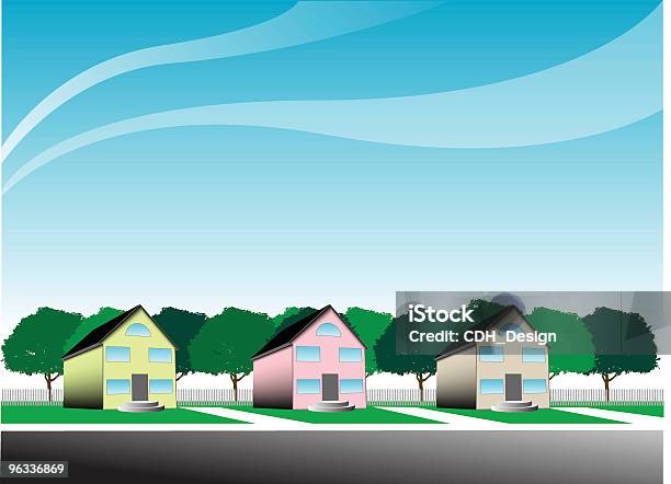 Suburbanos Casas Vector - Arte vetorial de stock e mais imagens de Apartamento - Apartamento, Arrendamento de casa, Casa