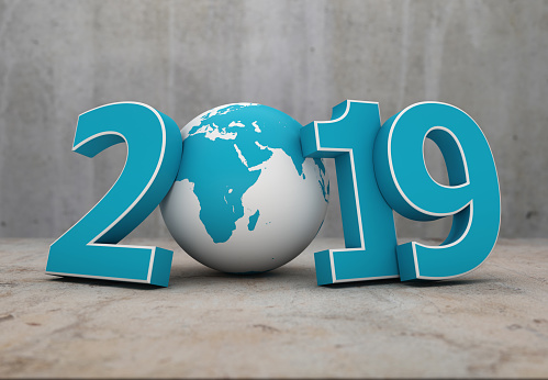 New Year 2019 with Globe - 3D Rendered Image
