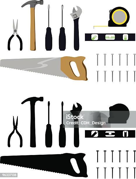 Ilustración de Herramientas Vector y más Vectores Libres de Derechos de Clavo - Herramienta de trabajo - Clavo - Herramienta de trabajo, Martillo - Herramienta de mano, Alicates