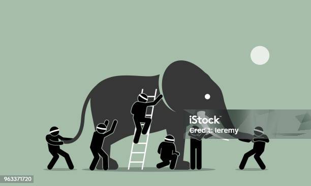 Blind Men Touching An Elephant Stock Illustration - Download Image Now - Elephant, Blindfold, Sensory Perception