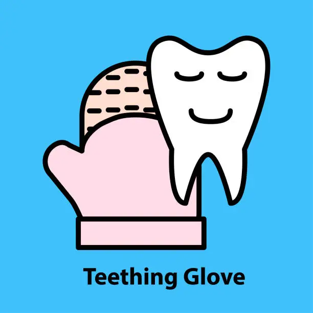 Vector illustration of Line icon of Teething Glove