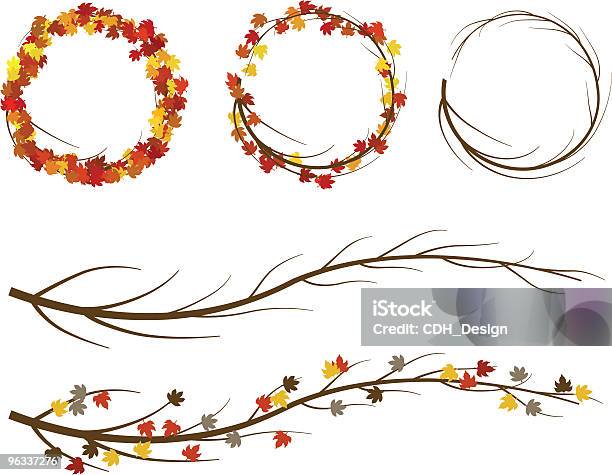 Queda Wreaths Vector - Arte vetorial de stock e mais imagens de Guirlanda - Guirlanda, Outono, Vetor