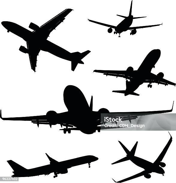 Passagier Jets Vektor Stock Vektor Art und mehr Bilder von Flugzeug - Flugzeug, Abheben - Aktivität, Kontur