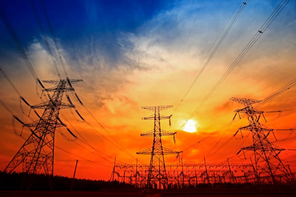 istock Electric tower, silhouette at sunset 963374542