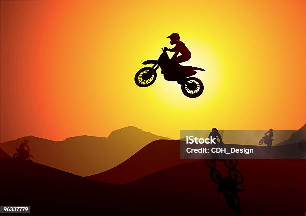 Salto Sporco - Immagini vettoriali stock e altre immagini di Motocross - Motocross, Motocicletta, Sagoma - Controluce