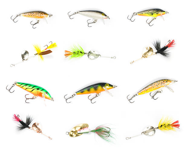 Fishing Spinner (Spoon Lure) Isolated on White background . Tackles for catching of fishes.