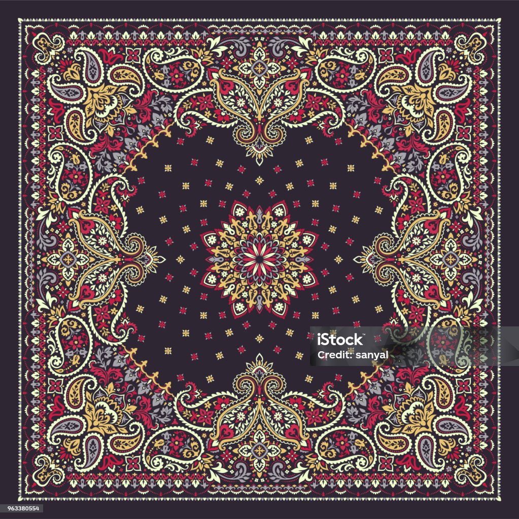 Paisley Bandana Print Stock Illustration - Download Image Now