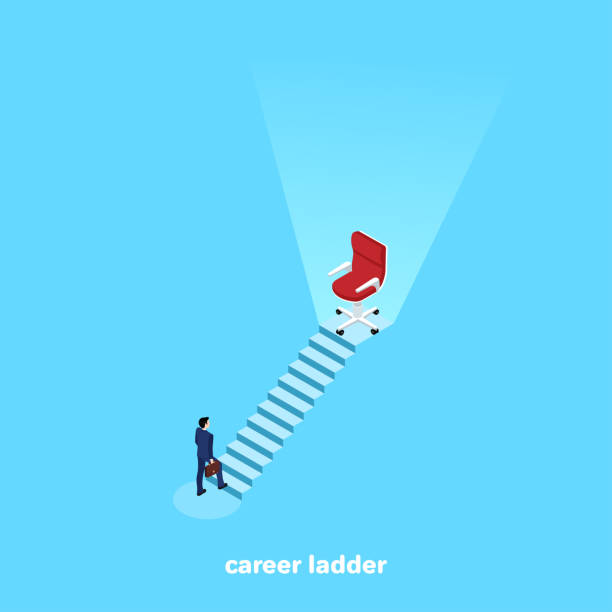 illustrazioni stock, clip art, cartoni animati e icone di tendenza di carriera scala - cliff ladder business problems