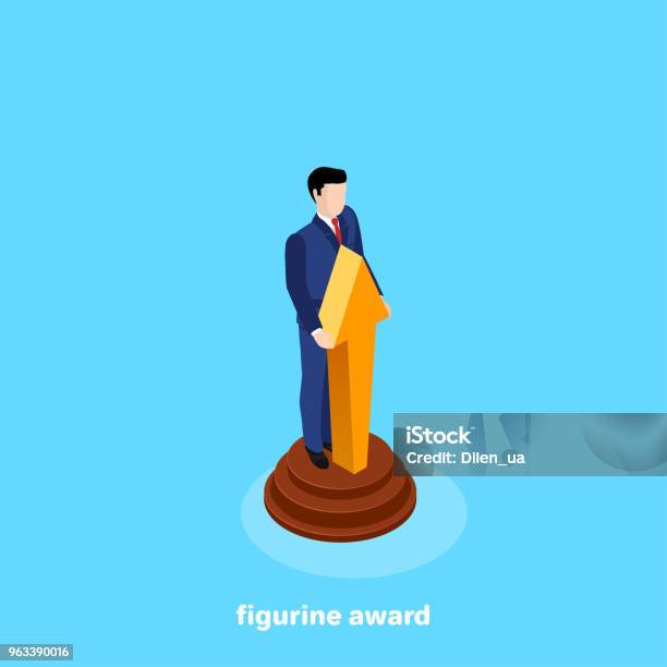 Figurine Award Stock Illustration - Download Image Now - Arms Raised, Isometric Projection, Abstract