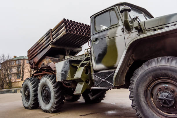 istock Russian multiple rocket launcher mounted on a soviet military truck 963391084