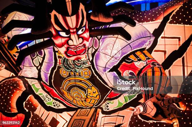 Giant Illuminated Lantern Nebuta Lantern Float Of Nebuta Matsuri In Nebuta Warasse Aomori Japan Stock Photo - Download Image Now