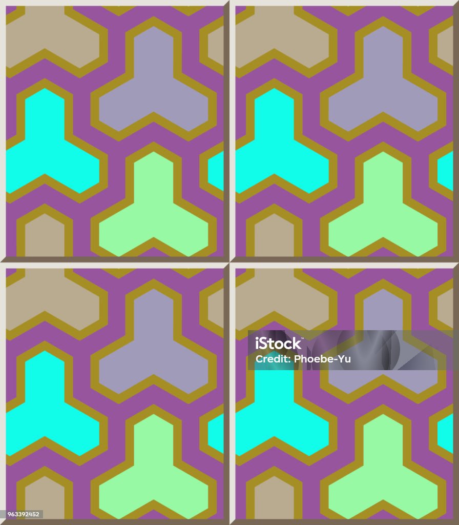 Ceramic Tile Pattern Polygon Colorful Geometry Cross Stock Illustration ...