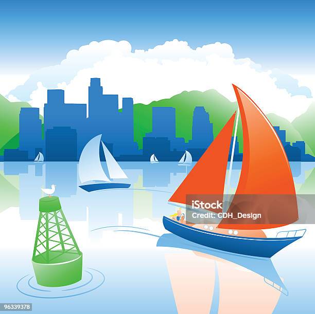 허드슨에서 Waters 범선-레크리에이션 선박에 대한 스톡 벡터 아트 및 기타 이미지 - 범선-레크리에이션 선박, 바람, 만